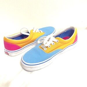 VANS ERA TriColor Low Pro Canvas Lace Up Skate Sneaker Blue Pink Yellow, 6M 7.5W
